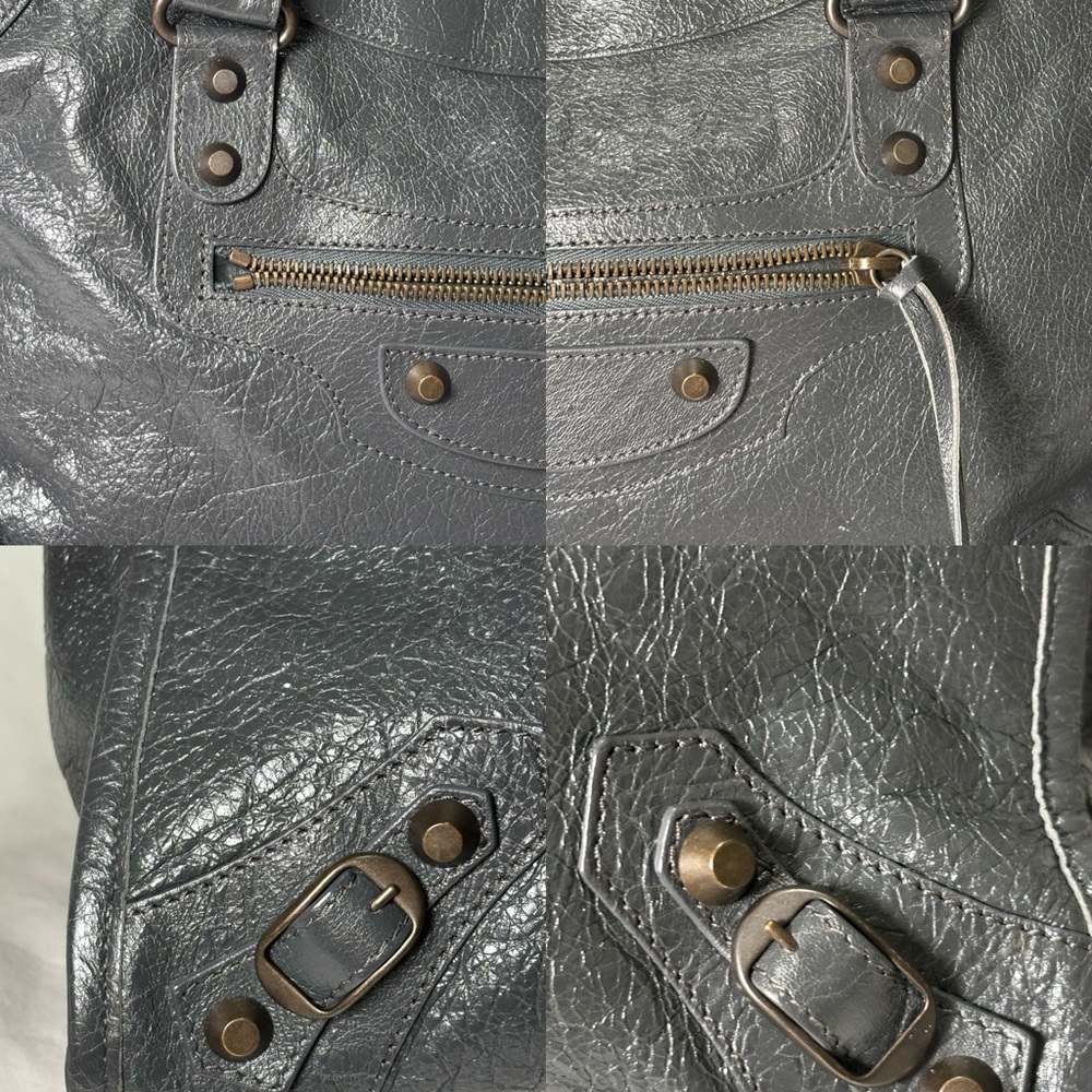 BALENCIAGA The City bag 2way Handbag Leather Gray 115748 Y2K Editors Authentic - Picture 7 of 15